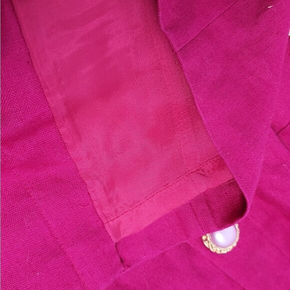 VINTAGE 90s dress linen magenta‎ pink criss-cross back S - Picture 6 of 12